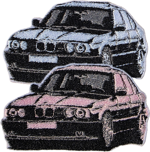 Custi Embroidered Iron on Car 2x Patches