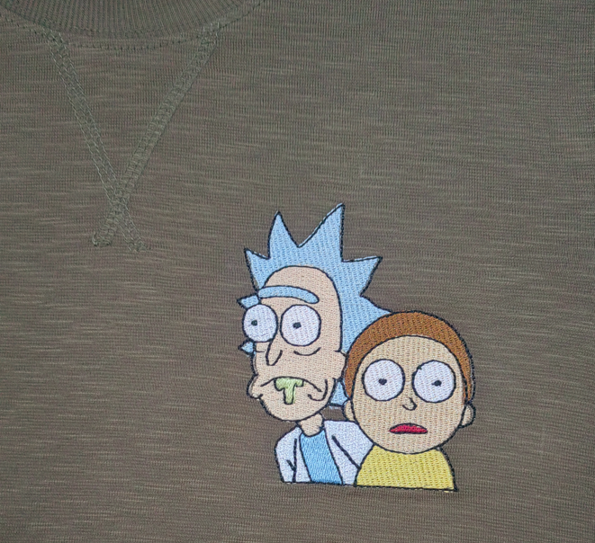 Custi Embroidered Rick and Morty Fleece Top