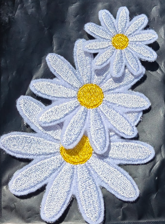 Custi Embroidered Iron on Flower 3x Patches