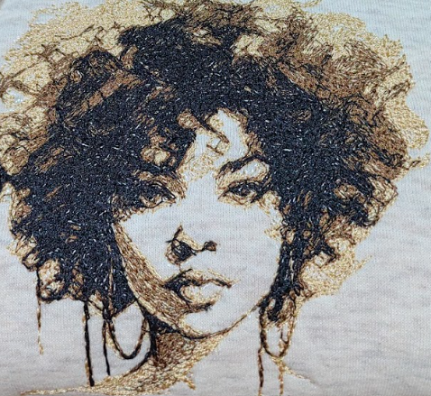 Custi Embroidered Afro Lady T-shirt