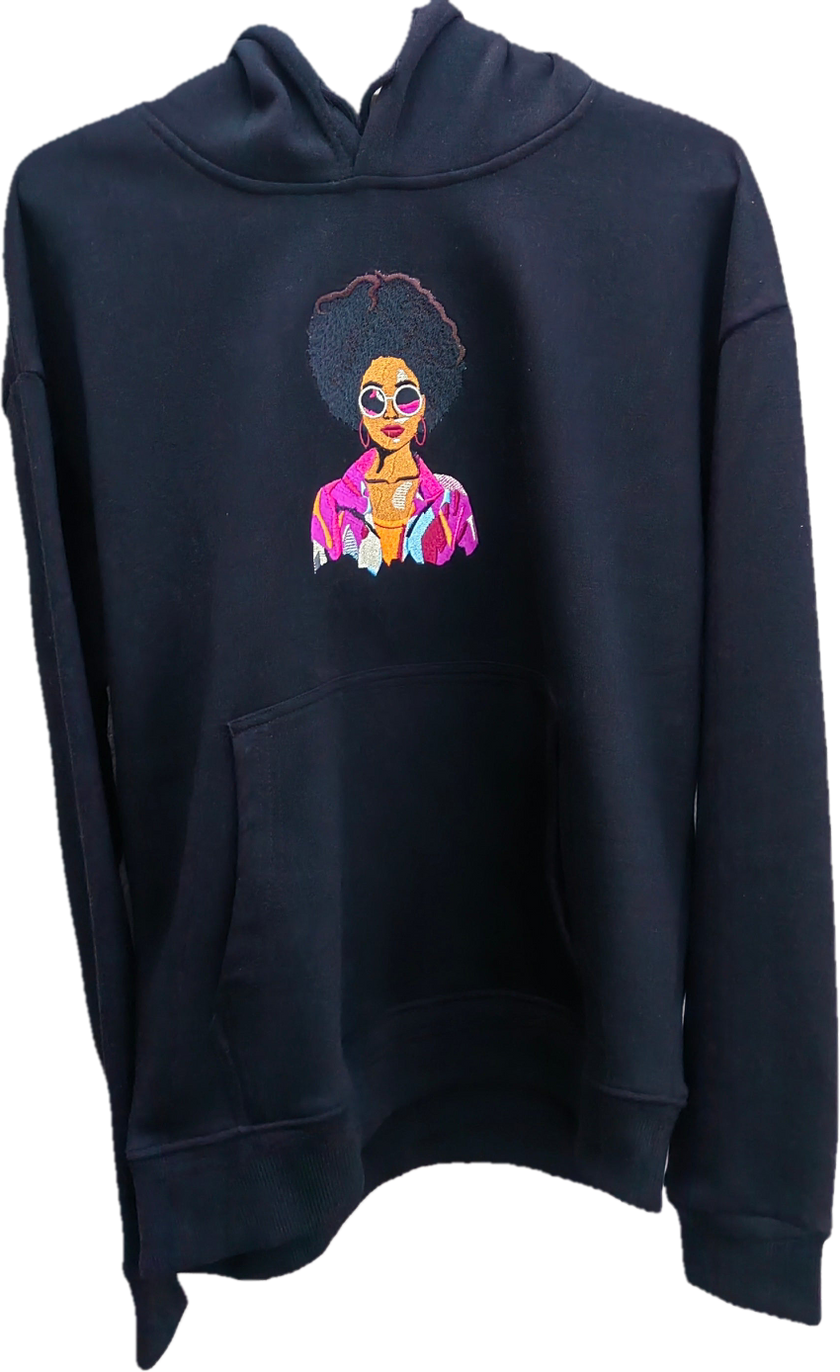 Custi Embroidered Sun Glasses Lady Hoodie