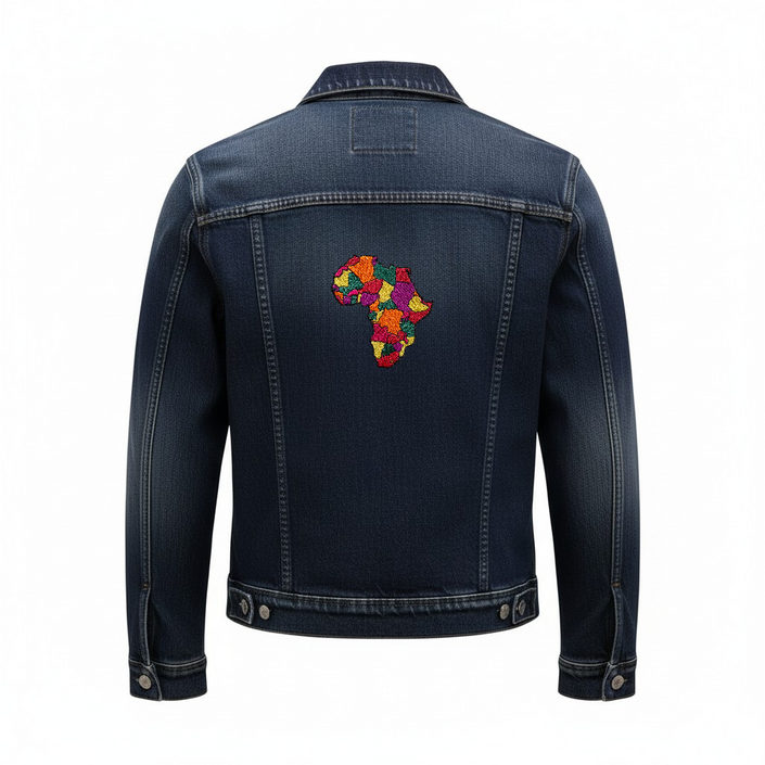 Custi Embroidered Africa Denim Jacket