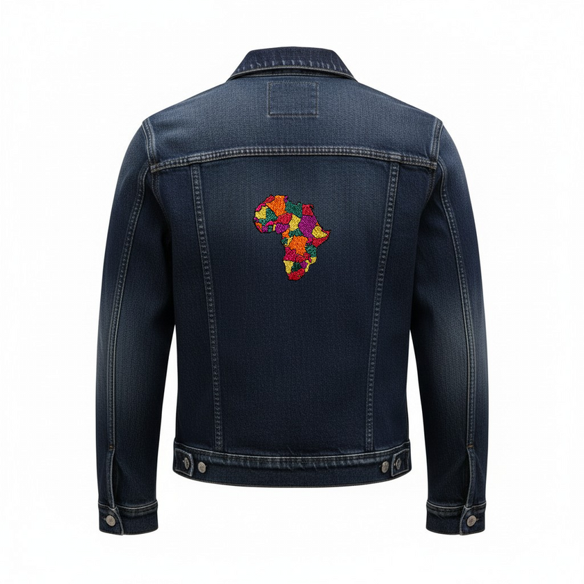 Custi Embroidered Africa Denim Jacket