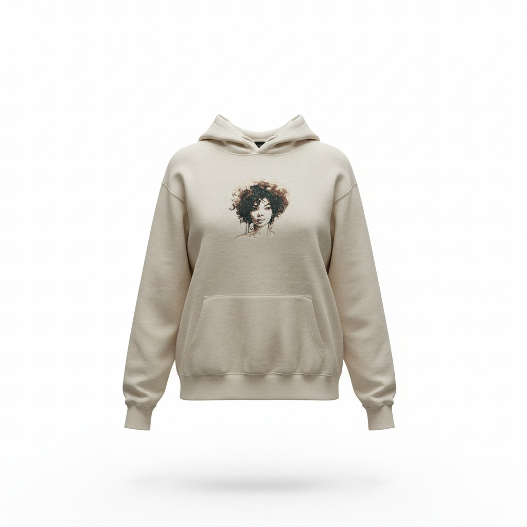 Custi Embroidered Afro Lady Hoodie