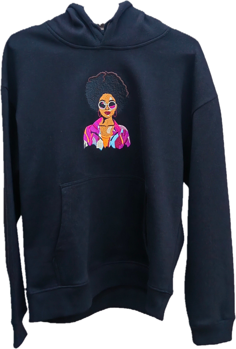 Custi Embroidered Sun Glasses Lady Hoodie