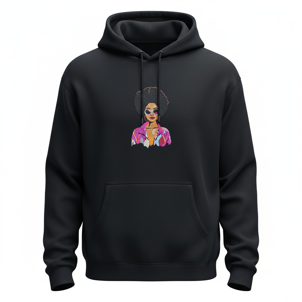 Custi Embroidered Sun Glasses Lady Hoodie