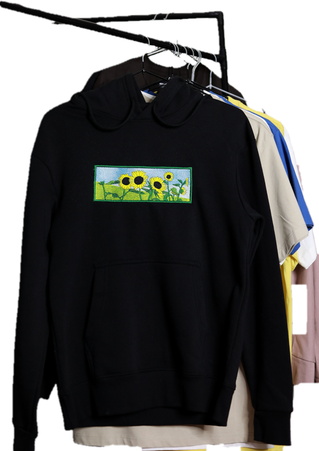 Custi Embroidered Sunflowers Hoodie