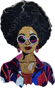 Custi Embroidered Afro lady Denim Jacket