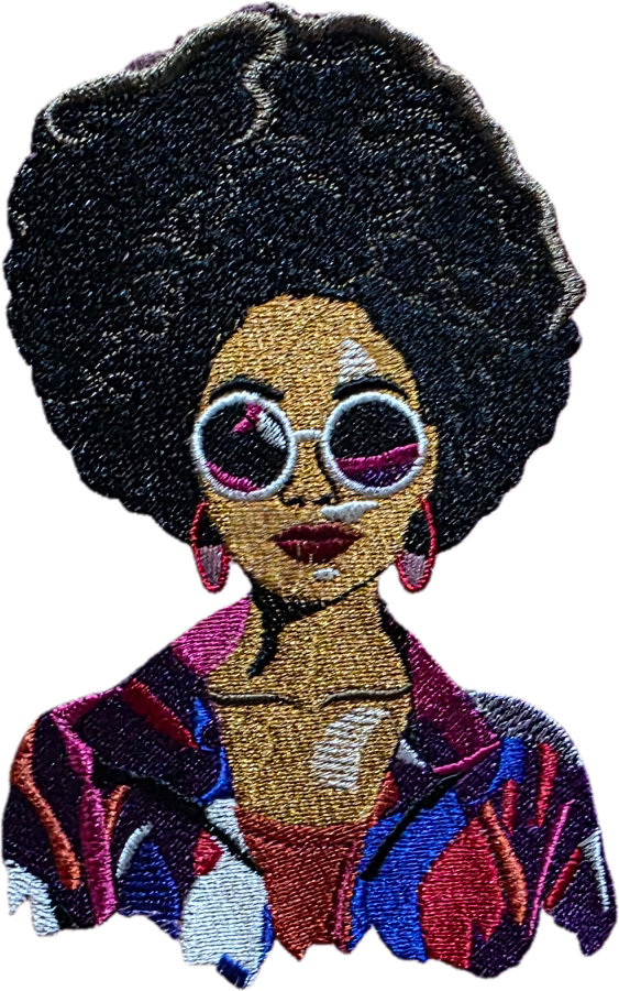Custi Embroidered Afro lady Denim Jacket