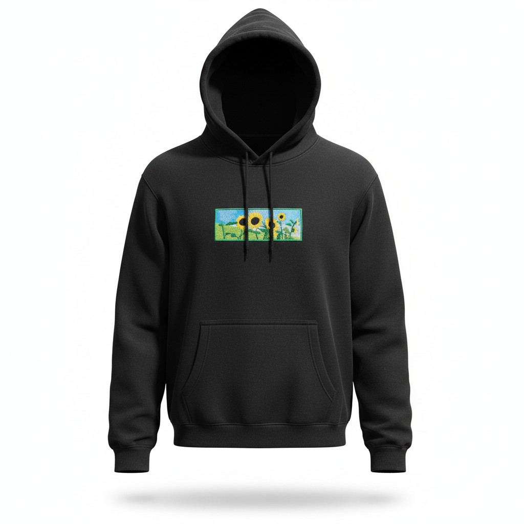Custi Embroidered Sunflowers Hoodie