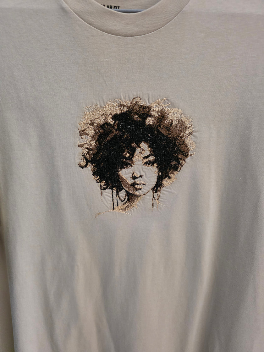 Custi Embroidered Afro Lady T-shirt