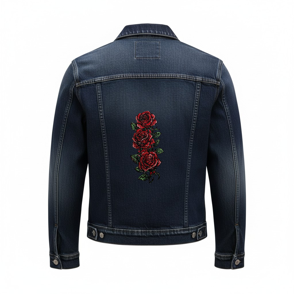 Custi Embroidered Roses Denim Jacket