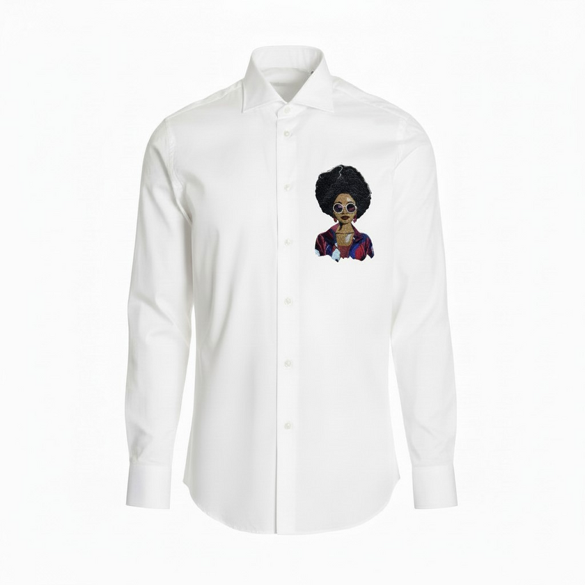 Custi Embroidered Afro lady Shirt