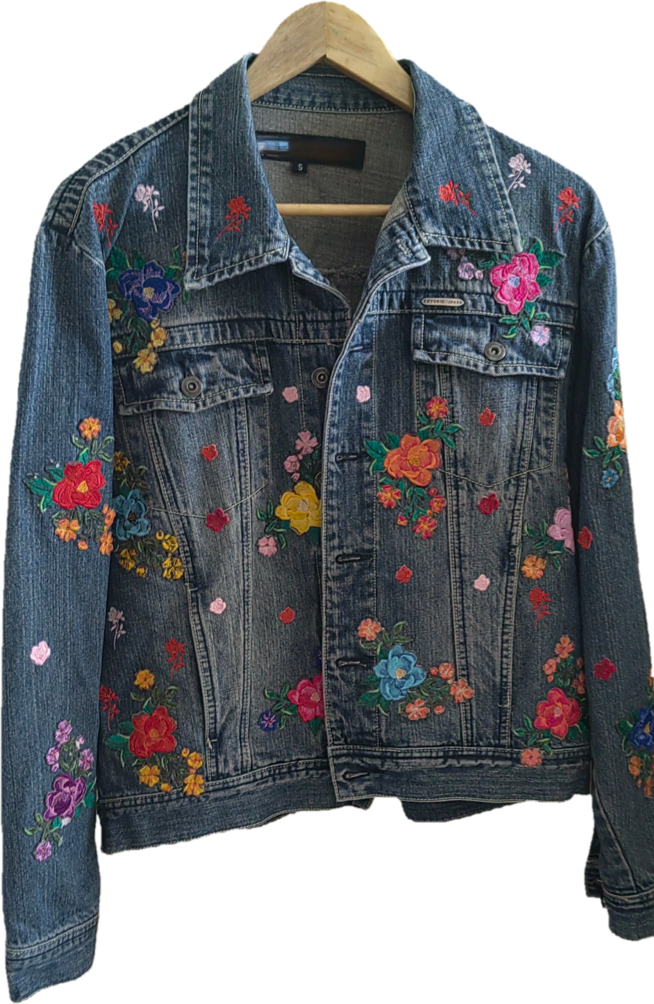 Custi Embroidered Floral Denim Jacket