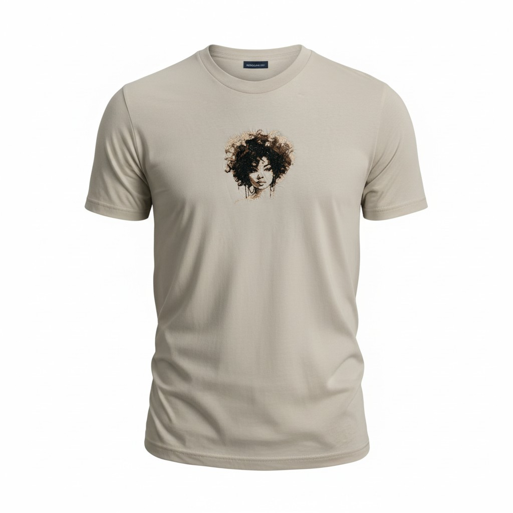 Custi Embroidered Afro Lady T-shirt