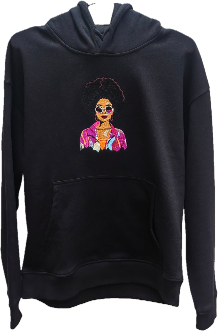 Custi Embroidered Sun Glasses Lady Hoodie
